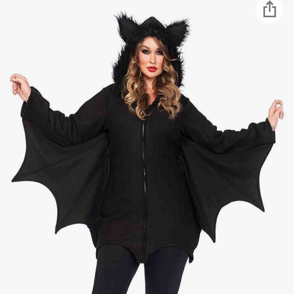 Cozy Bat fleece hoodie costume comfy goth Halloween plus size 1x/2x